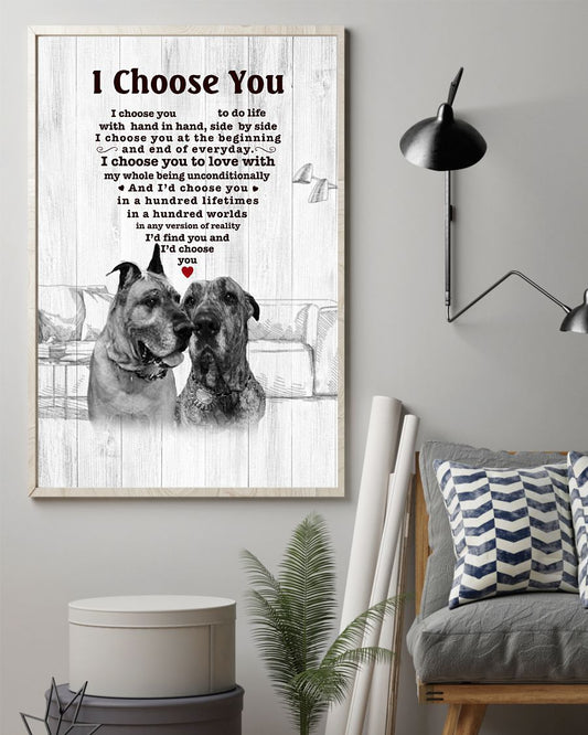 Great Dane I Choose You Bulldog Lover Dog Mom Jl Canvas And Poster | Wall Decor Visual Art | Mother's Day Gift