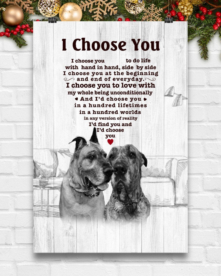 Great Dane I Choose You Bulldog Lover Dog Mom Jl Canvas And Poster | Wall Decor | Mother's Day Gift