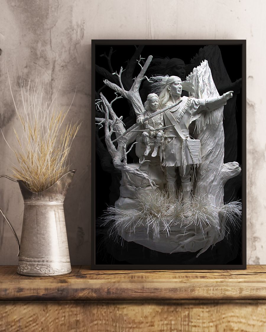 Fantastic Paper Artwork Native American Father Canvas And Poster | Wall Decor