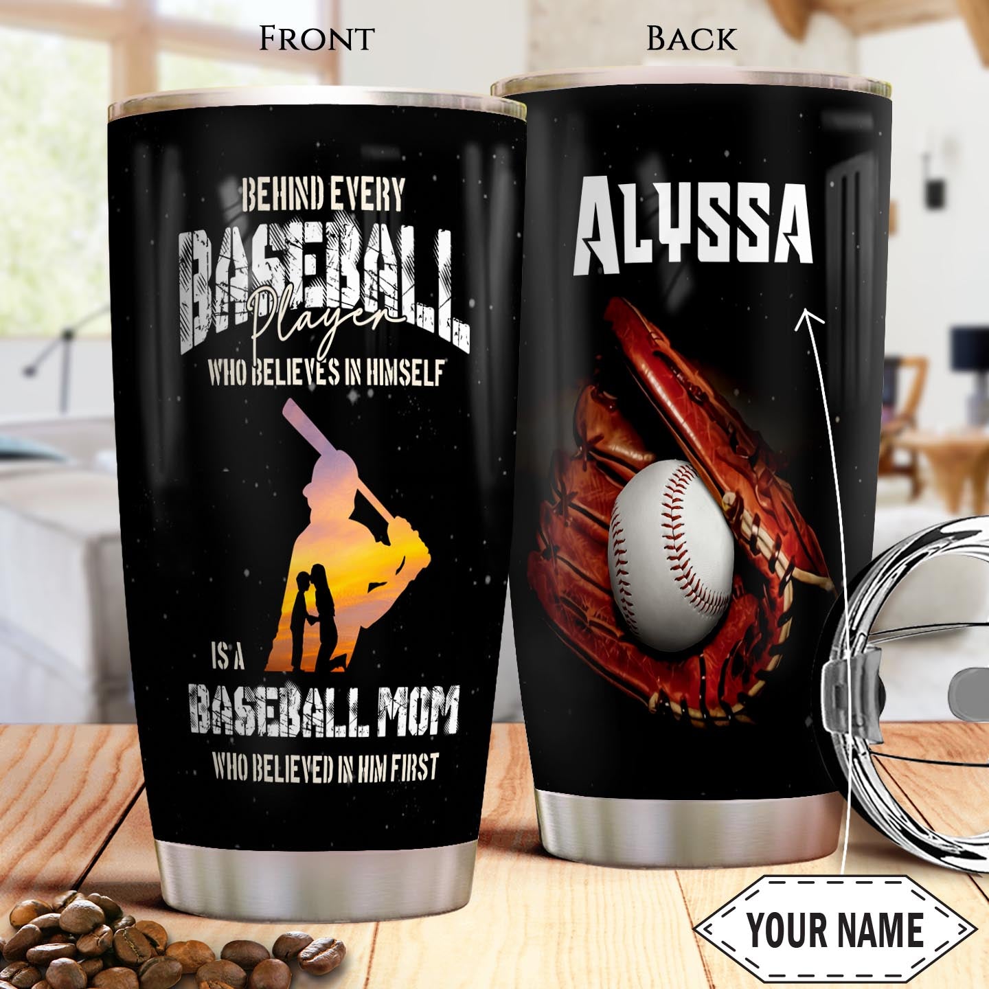 Baseball Mom KC4 Personalized Stainless Steel Tumbler Cups Drinkware 20oz - MostSuit