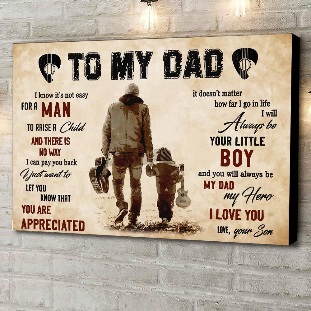 To My Dad You Are Appreciated, Gift for Guitarist Lanscape Poster And Canvas Birthday Gift Home Decor Wall Art Visual Art