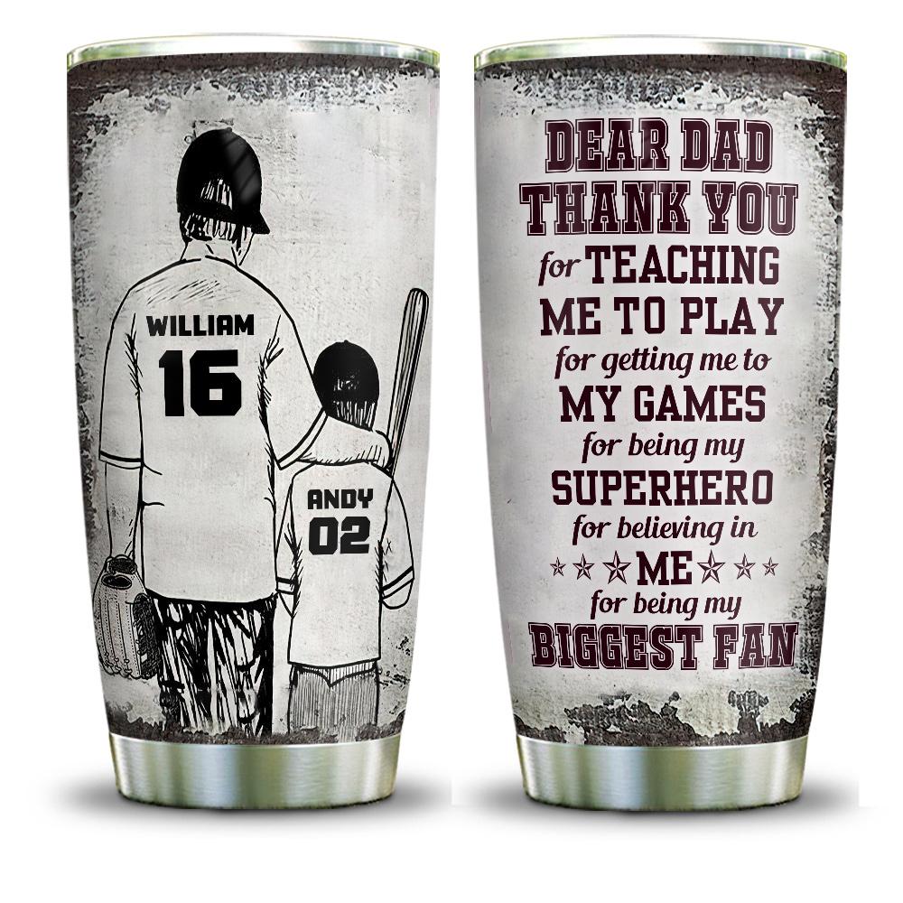 Daddy And Baseball Son Fan Personalized KD2 ABLZ2105010Z Stainless Steel Tumbler - MostSuit
