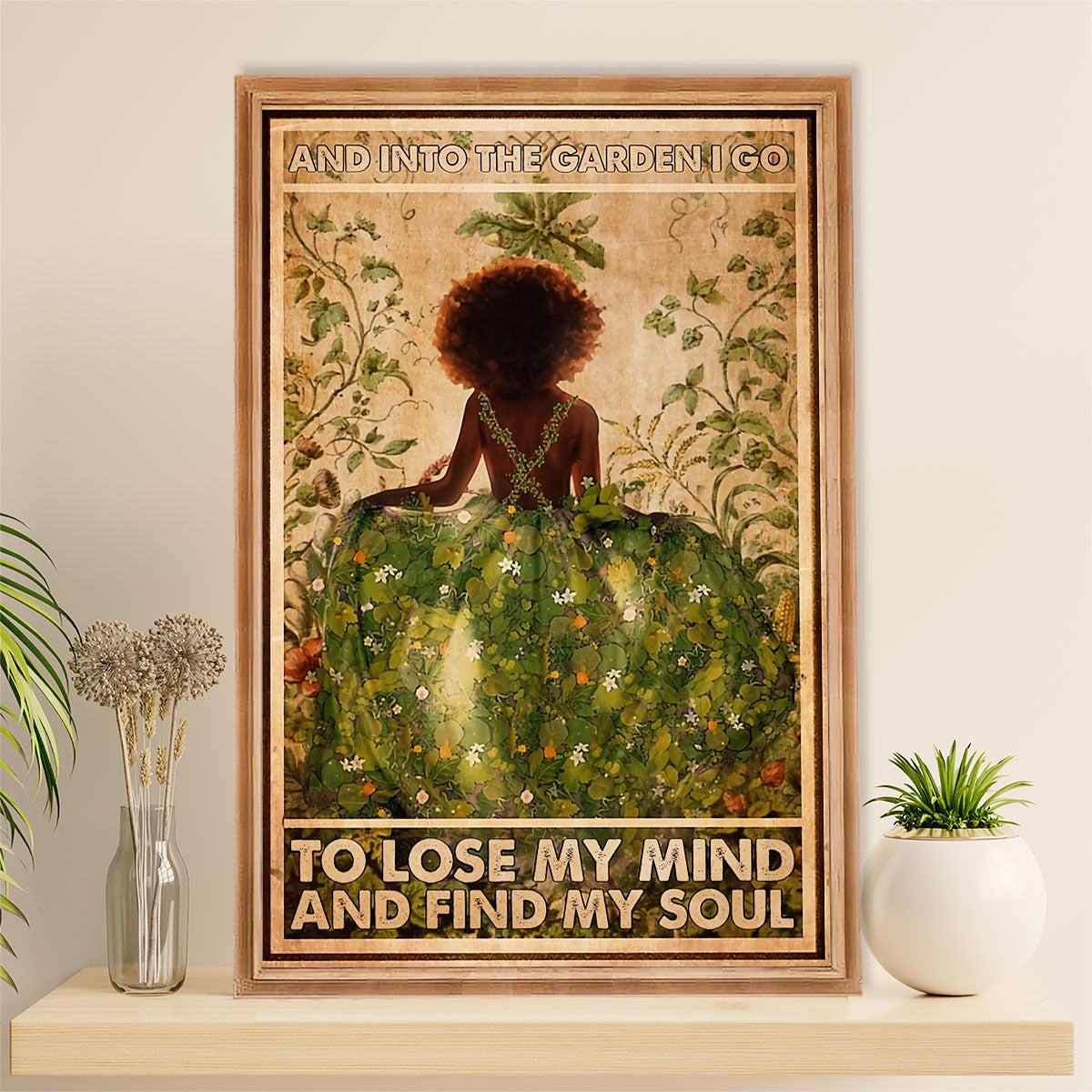 Gardening Poster Home Décor Wall Art | Black Queen in Garden | Gift for Gardener, Plants Lover