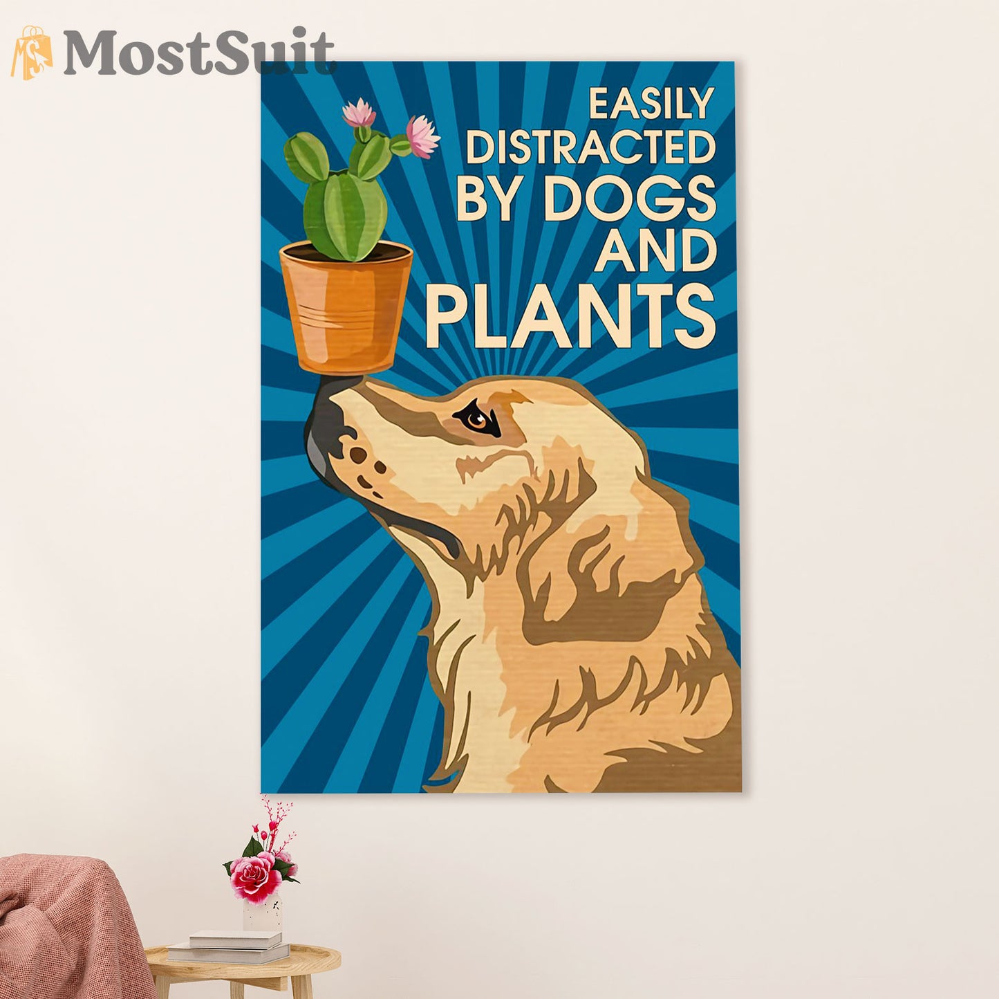 Gardening Poster Home Décor Wall Art | Distracted by Dogs & Plants | Gift for Gardener, Plants Lover
