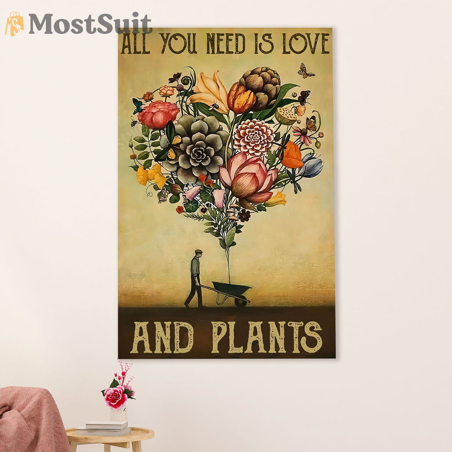 Gardening Poster Home Décor Wall Art | Need Love and Plants | Gift for Gardener, Plants Lover