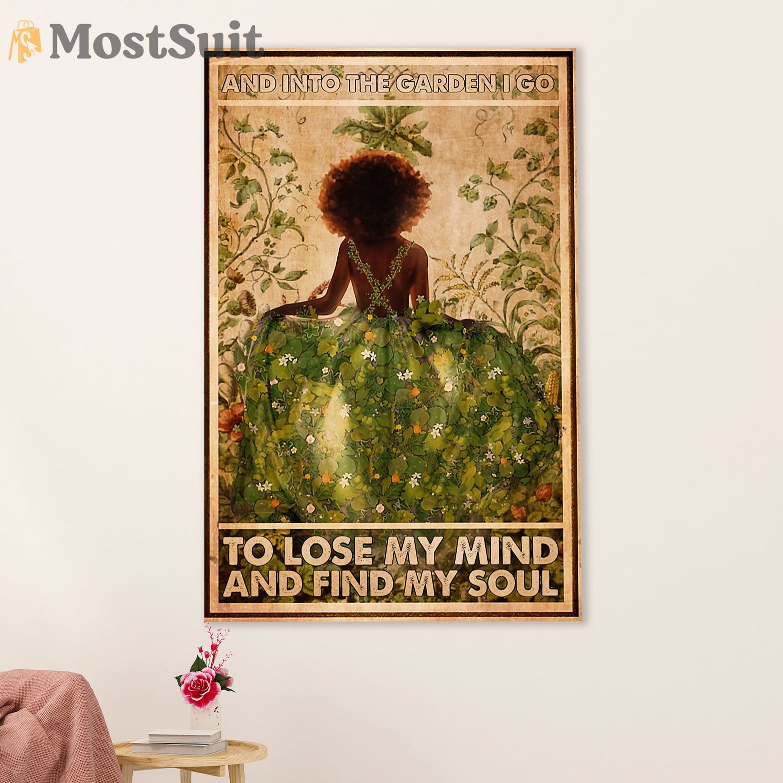 Gardening Poster Home Décor Wall Art | Black Queen in Garden | Gift for Gardener, Plants Lover