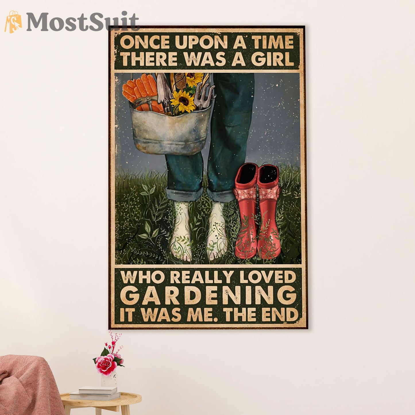 Gardening Poster Home Décor Wall Art | Girl Loved Gardening | Gift for Gardener, Plants Lover