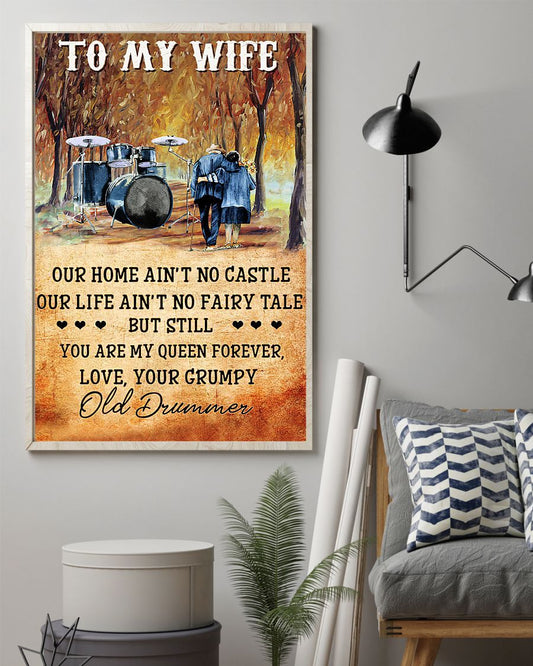 Drummer To My Wife You Are My Queen Forever Portrait Poster & Canvas Gift For Wife From Husband Home Decor Wall Art Visual Art