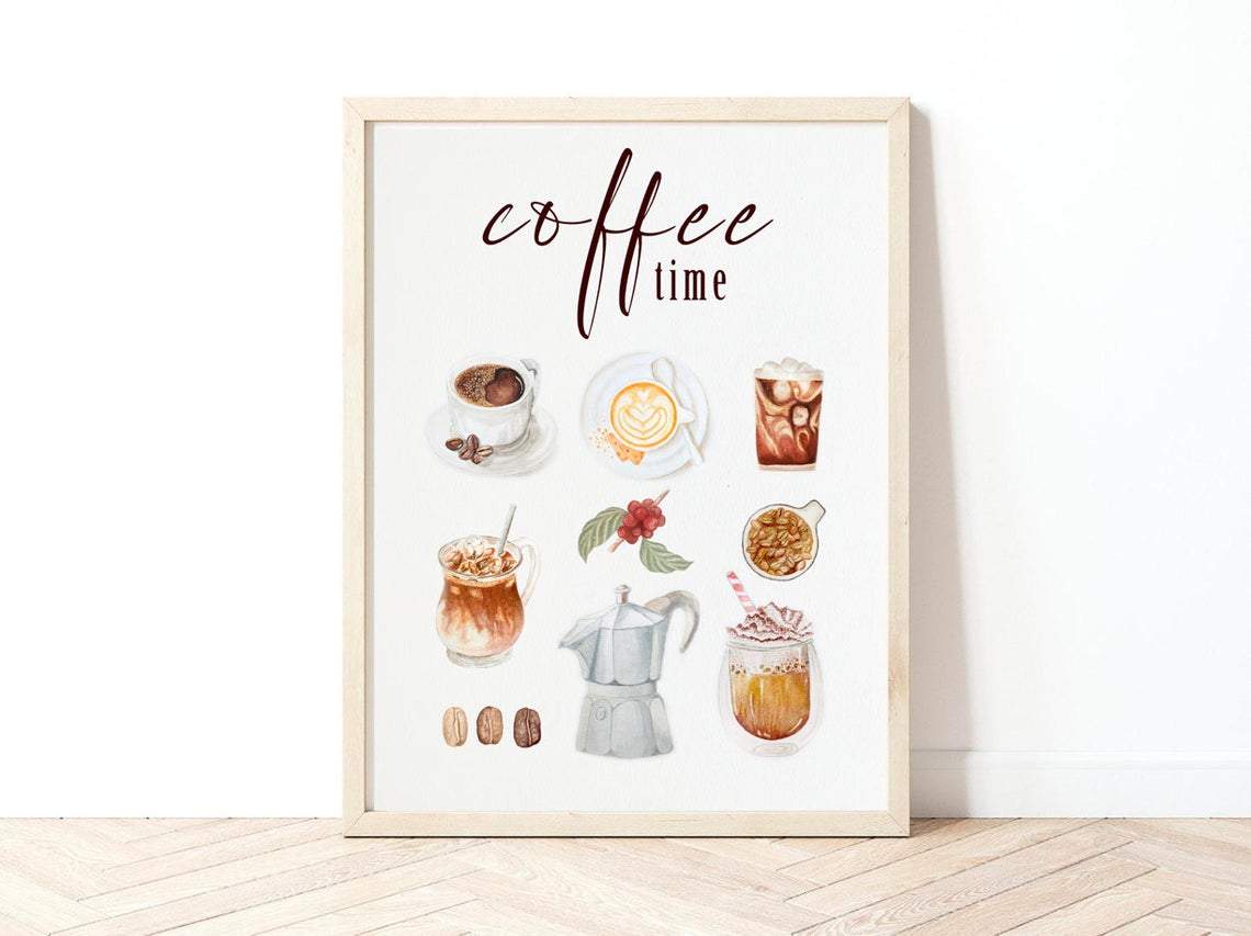 Coffee Time Portrait Poster & Canvas Gift For Coffee Lovers Gift For Friend Family Birthday Gift Home Decor Wall Art Visual Art