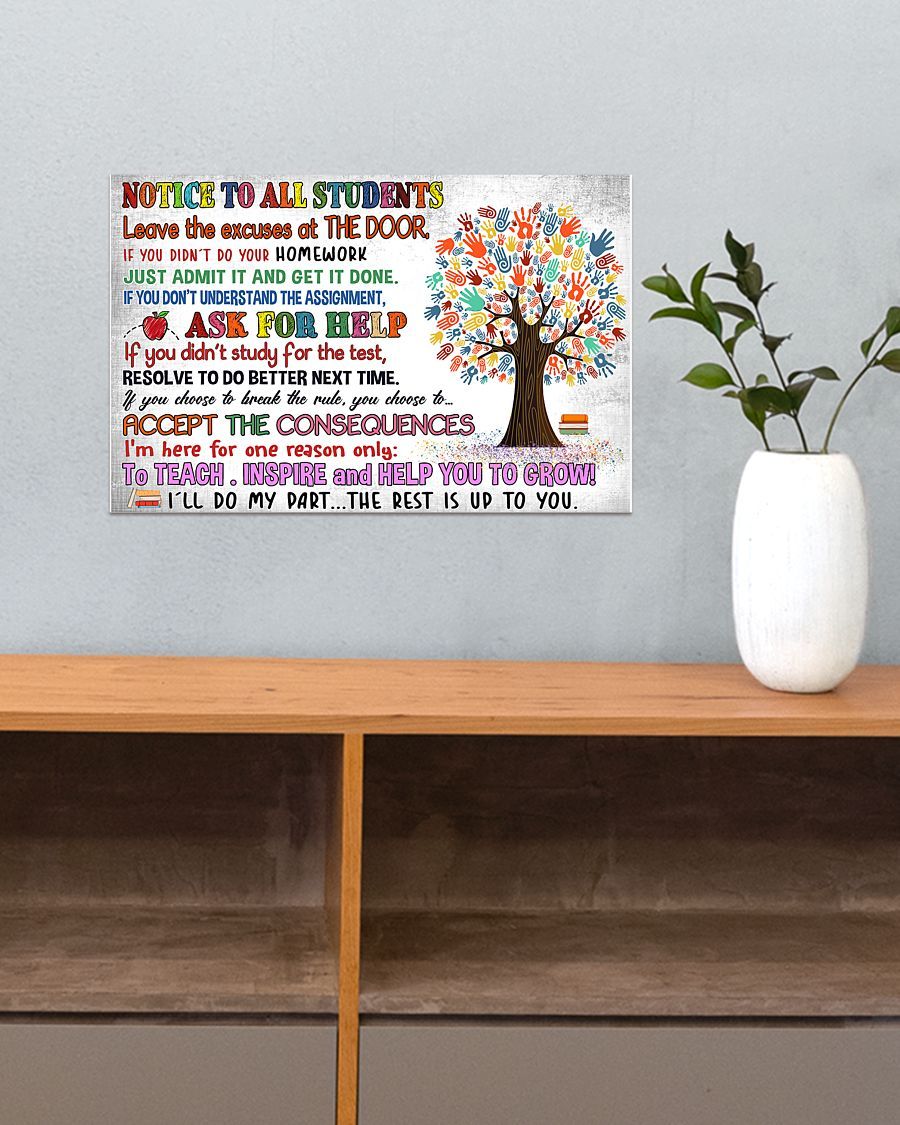 Notice To All Students Landscape Poster & Canvas Gift For Teacher Classroom Decor Home Decor Wall Art Visual Art Back To School