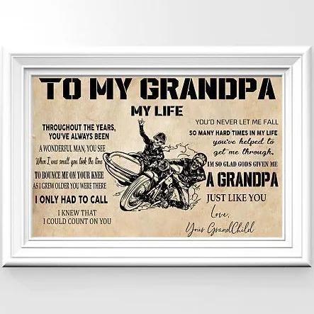 To My Grandpa My Life Can-Am Motorcycles Landscape Poster & Canvas Gift For Grandpa From Grandchild Home Decor Wall Art Visual Art