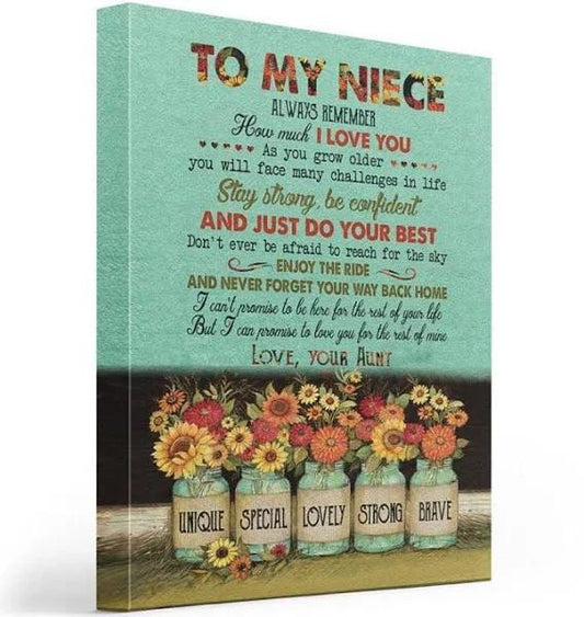 Aunt To My Niece Just Do Your Best Sunflowers Canvas Poster Farmhouse Sign