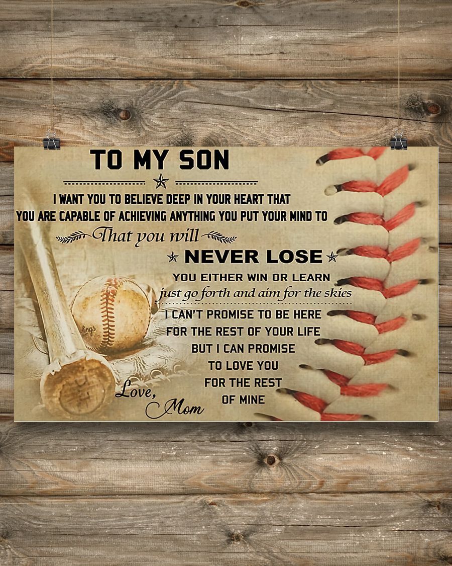 To My Son Baseball Landscape Poster & Canvas, Dedicated To The Son Who Loves Baseball Birthday Gift Home Decor Bedding Couch Sofa Soft And Comfy Cozy