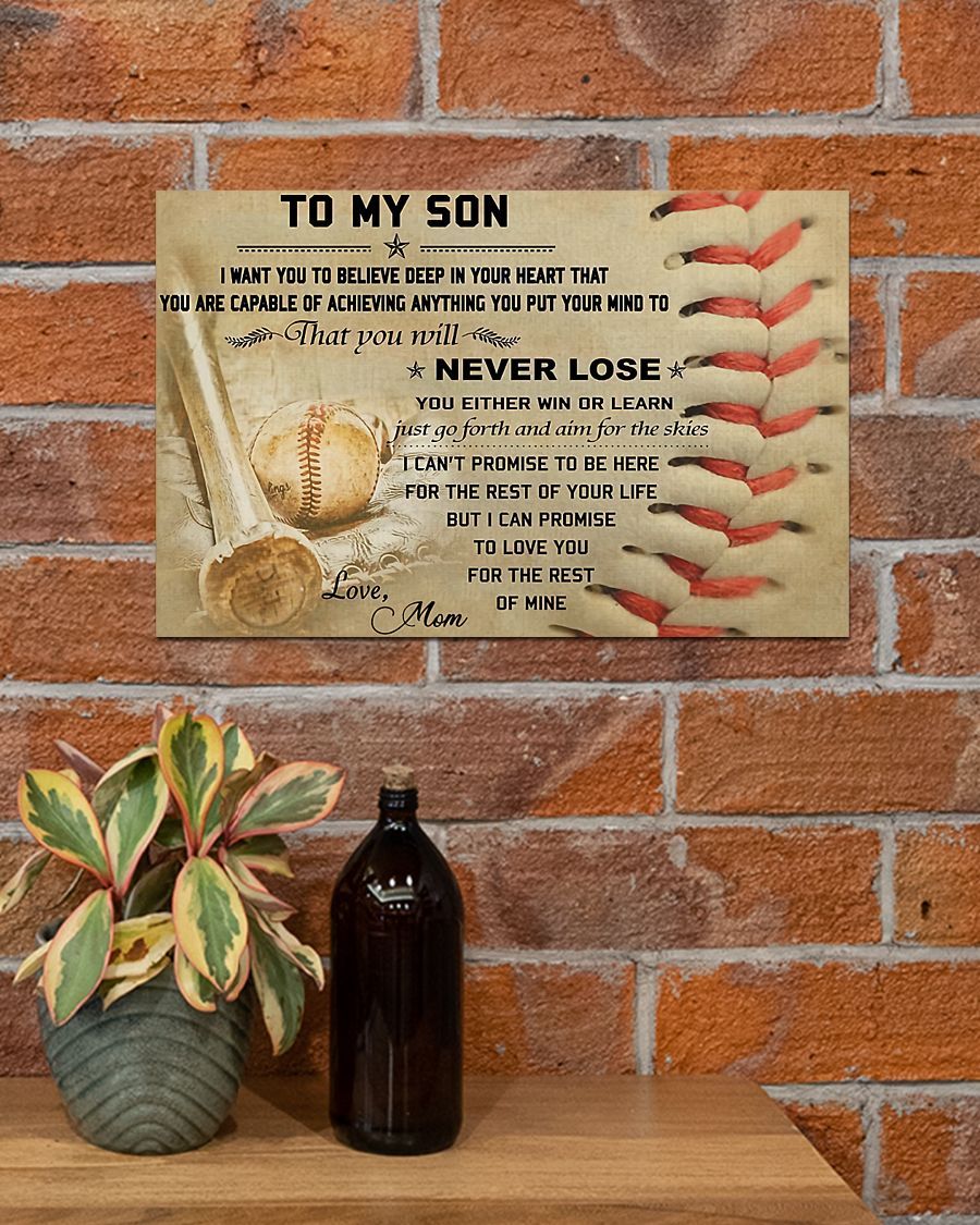 To My Son Baseball Landscape Poster & Canvas, Dedicated To The Son Who Loves Baseball Birthday Gift Home Decor Bedding Couch Sofa Soft And Comfy Cozy