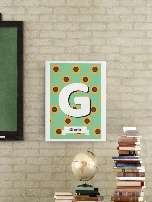 Kids Name Sunflower print poster for Nursery room, Custom Name Monogram Initial, Alphabet poster,Personalized Color Letter,Floral Room Decor