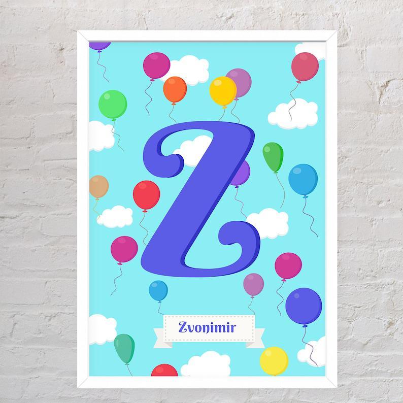 Kids Name Sunflower print poster for Nursery room, Custom Name Monogram Initial, Alphabet poster,Personalized Color Letter,Floral Room Decor