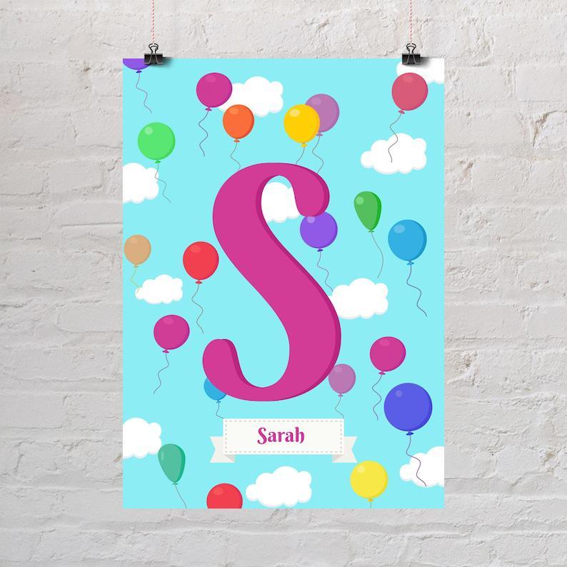 Kids Name Sunflower print poster for Nursery room, Custom Name Monogram Initial, Alphabet poster,Personalized Color Letter,Floral Room Decor