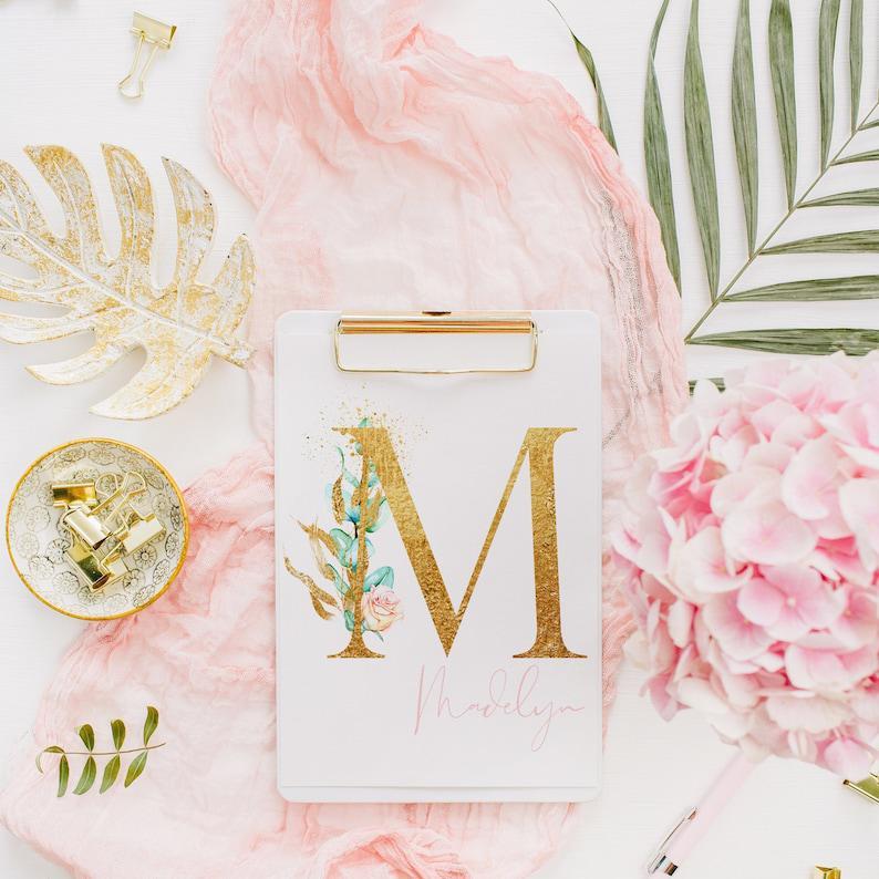 Floral Initial, Watercolor Monogram, Personalized Feminine Wall Decor, Soft Pink Aesthetic Girly Wall Art, Art Print Girl Boss,Nursery Decor