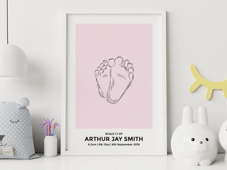 The Birth Poster In Scale 1:1 | Baby Feet Sketch | Customised Newborn Poster | Nursery Wall Art | Personalized Baby Poster | Baby Poster