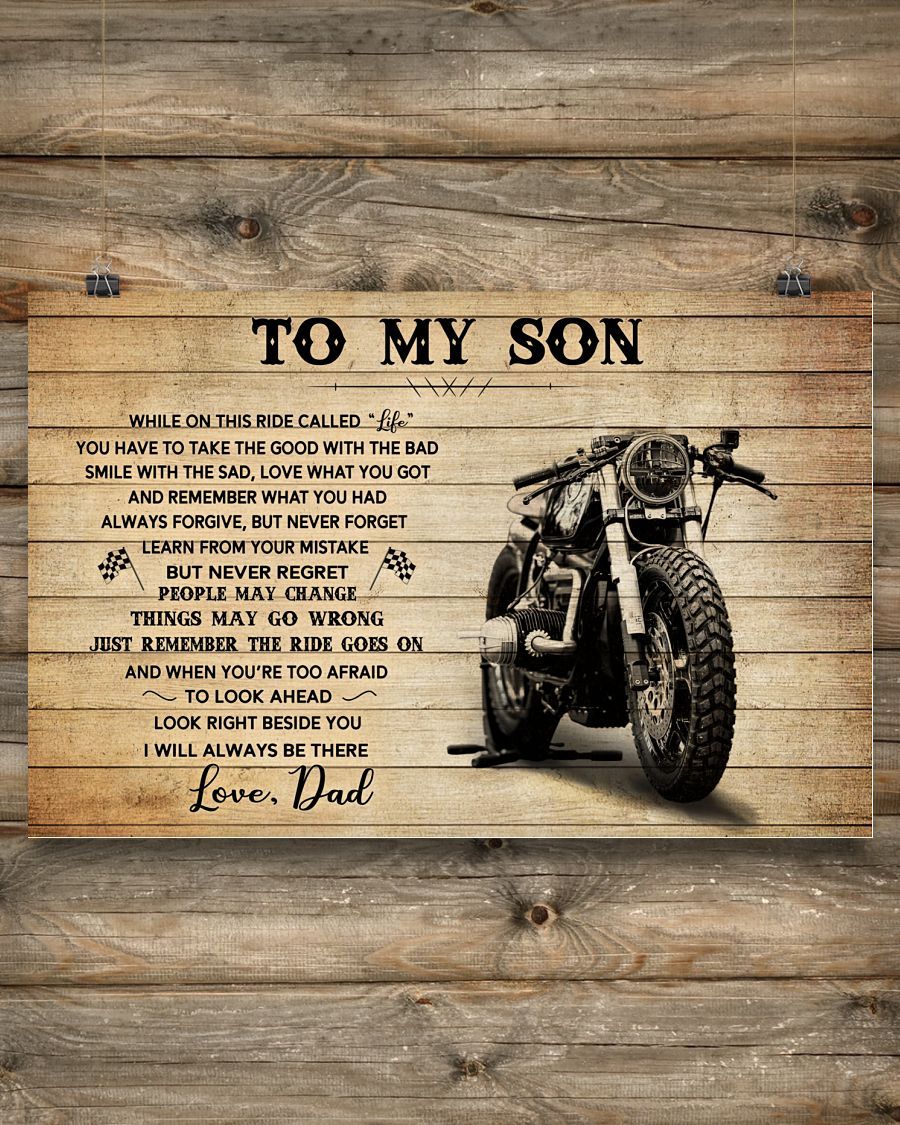 To My Son While On This Ride Called You Have To take The Good With The Bad - Motorcycles Landscape Canvas & Poster Gift For Son From Dad Family Birthday Gift Home Decor Wall Art