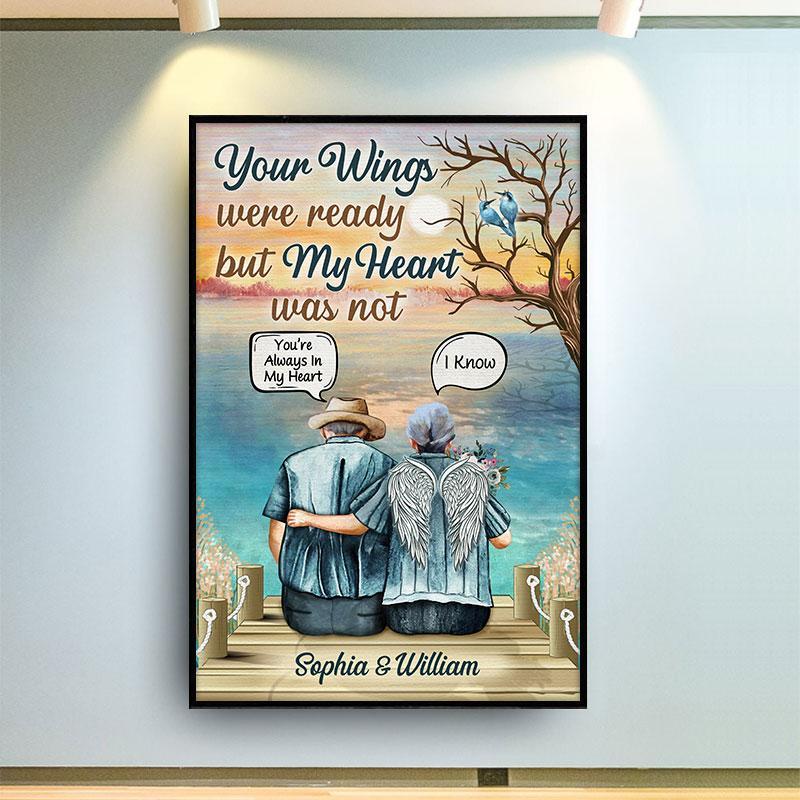 Personalized Your Wings Were Ready Widow Old Couple Memorial Portrait Poster & Canvas Gift For Friend Family Decor Home Decor Wall Art Visual Art