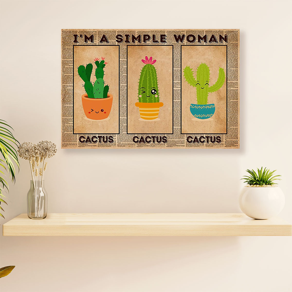 Gardening Poster Home Décor Wall Art | Woman Loves Cactus | Gift for Gardener, Plants Lover