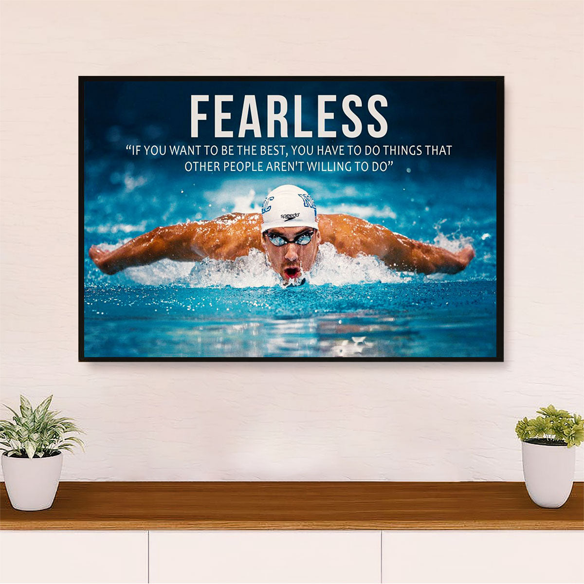 Swimming Poster Room Wall Art | Fearless | Gift for Swimmer