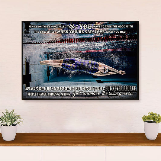 Swimming Poster Room Wall Art | Never Regret | Gift for Swimmer