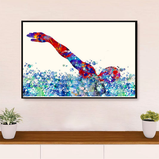 Swimming Poster Room Wall Art | Watercolor Swimmer | Gift for Swimmer