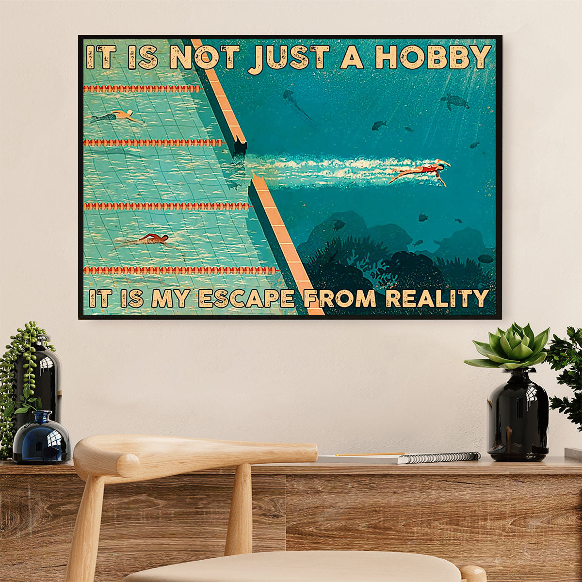 Swimming Poster Room Wall Art | My Escape From Reality | Gift for Swimmer