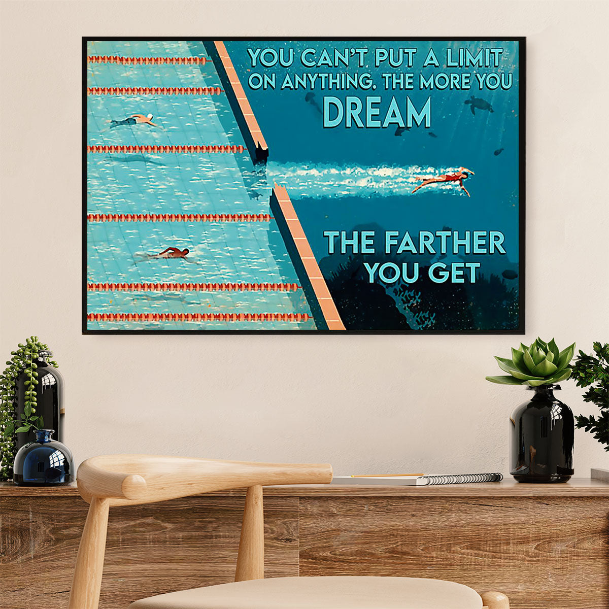 Swimming Poster Room Wall Art | Can't Put A Limit | Gift for Swimmer