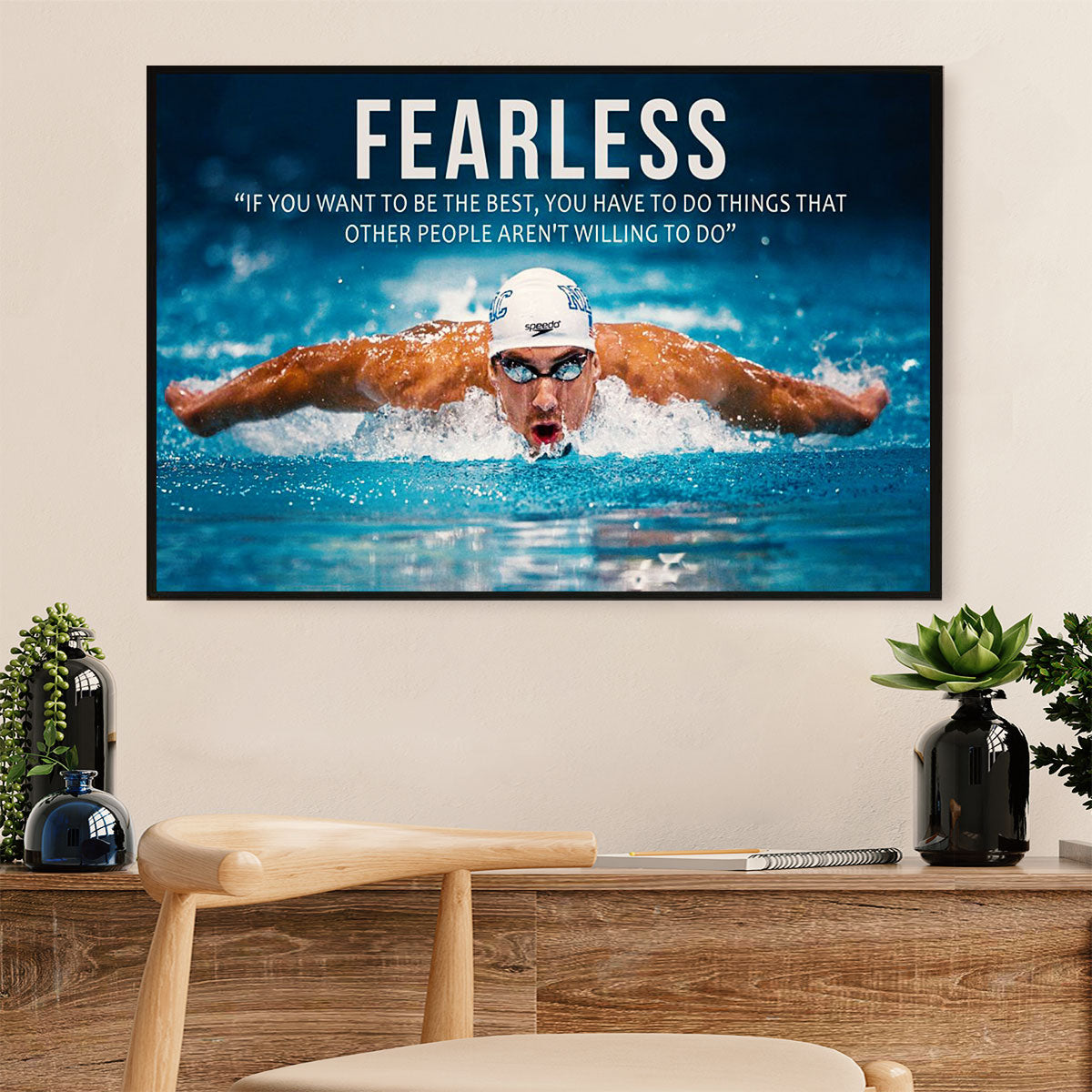 Swimming Poster Room Wall Art | Fearless | Gift for Swimmer