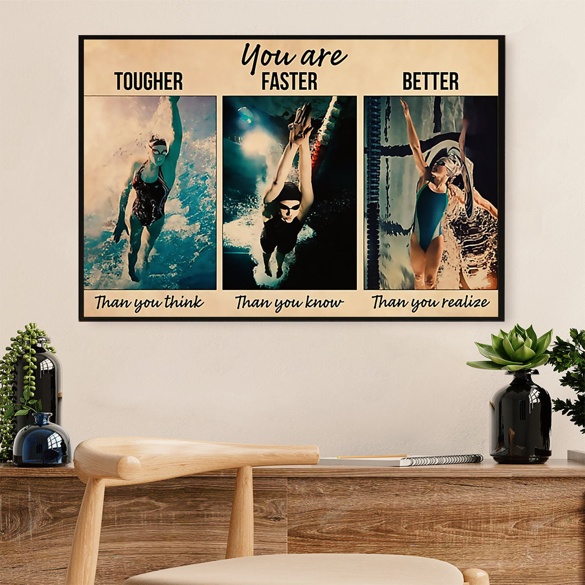 Swimming Poster Room Wall Art | You Are Tough | Gift for Swimmer