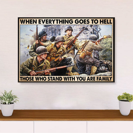 US Army Military Canvas Wall Art Prints | Family Brothers | American Independence Day Gift for Soldiers