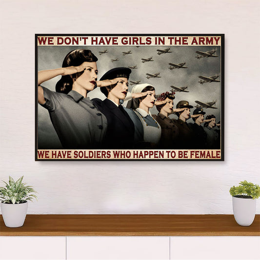US Army Military Canvas Wall Art Prints | Female In The Army | American Independence Day Gift for Soldiers