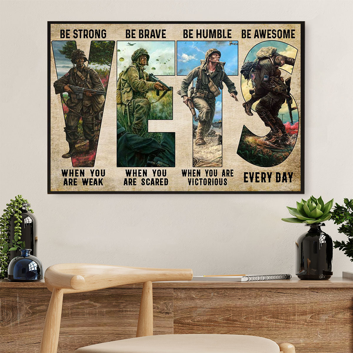 US Army Military Canvas Wall Art Prints | Be Strong Be Brave | American Independence Day Gift for Soldiers