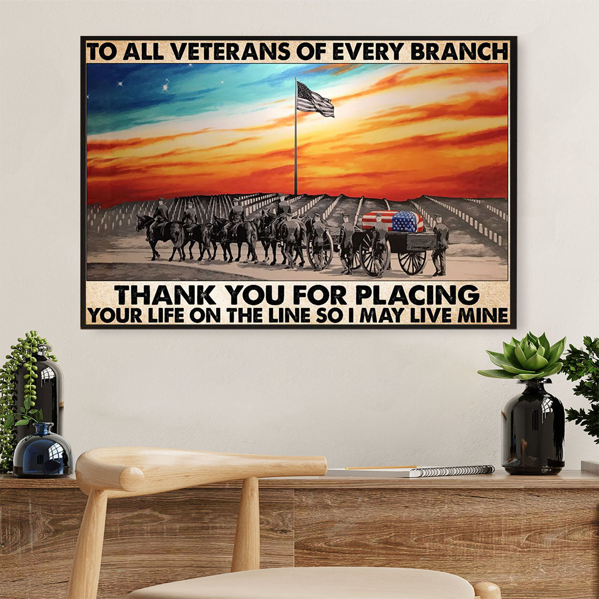 US Army Military Canvas Wall Art Prints | Veteran Memorial | American Independence Day Gift for Soldiers