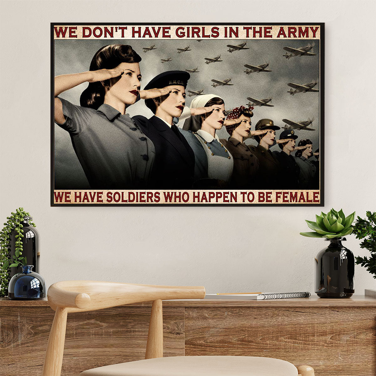 US Army Military Canvas Wall Art Prints | Female In The Army | American Independence Day Gift for Soldiers