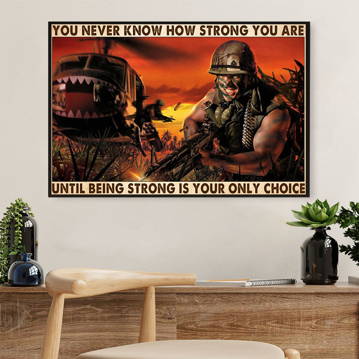 US Army Military Canvas Wall Art Prints | Being Strong Is The Only Choice | American Independence Day Gift for Soldiers