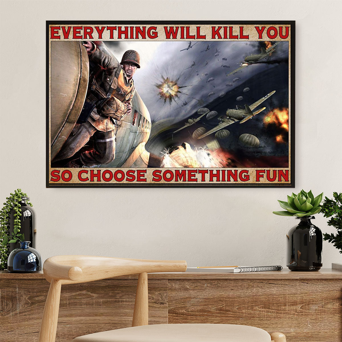 US Army Military Canvas Wall Art Prints | Choose Something Fun | American Independence Day Gift for Soldiers