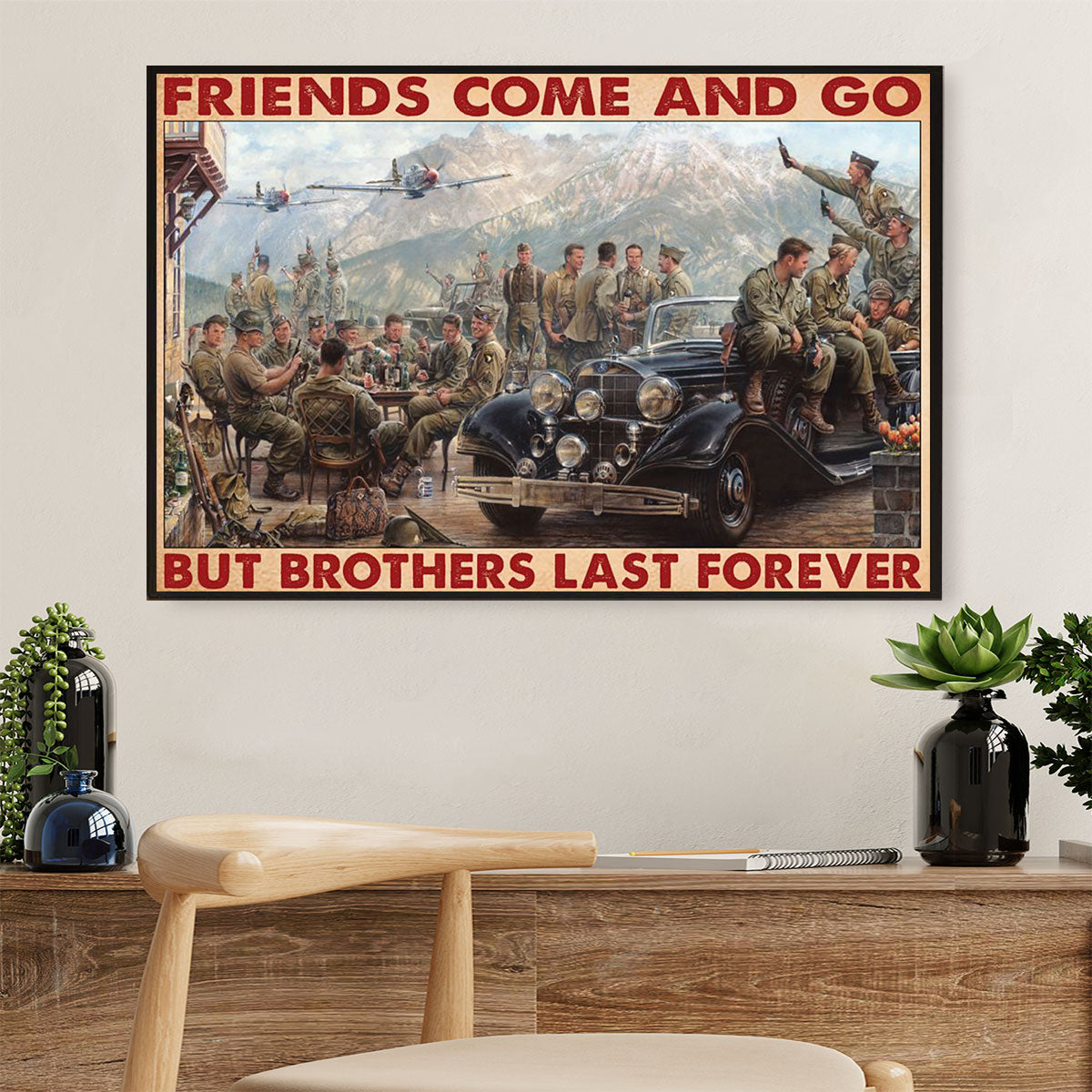 US Army Military Canvas Wall Art Prints | Brothers Last Forever | American Independence Day Gift for Soldiers