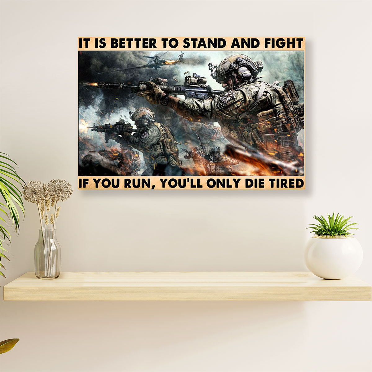 US Army Military Veteran Poster Wall Art | Stand And Fight | American Independence Day Gift for Soldiers