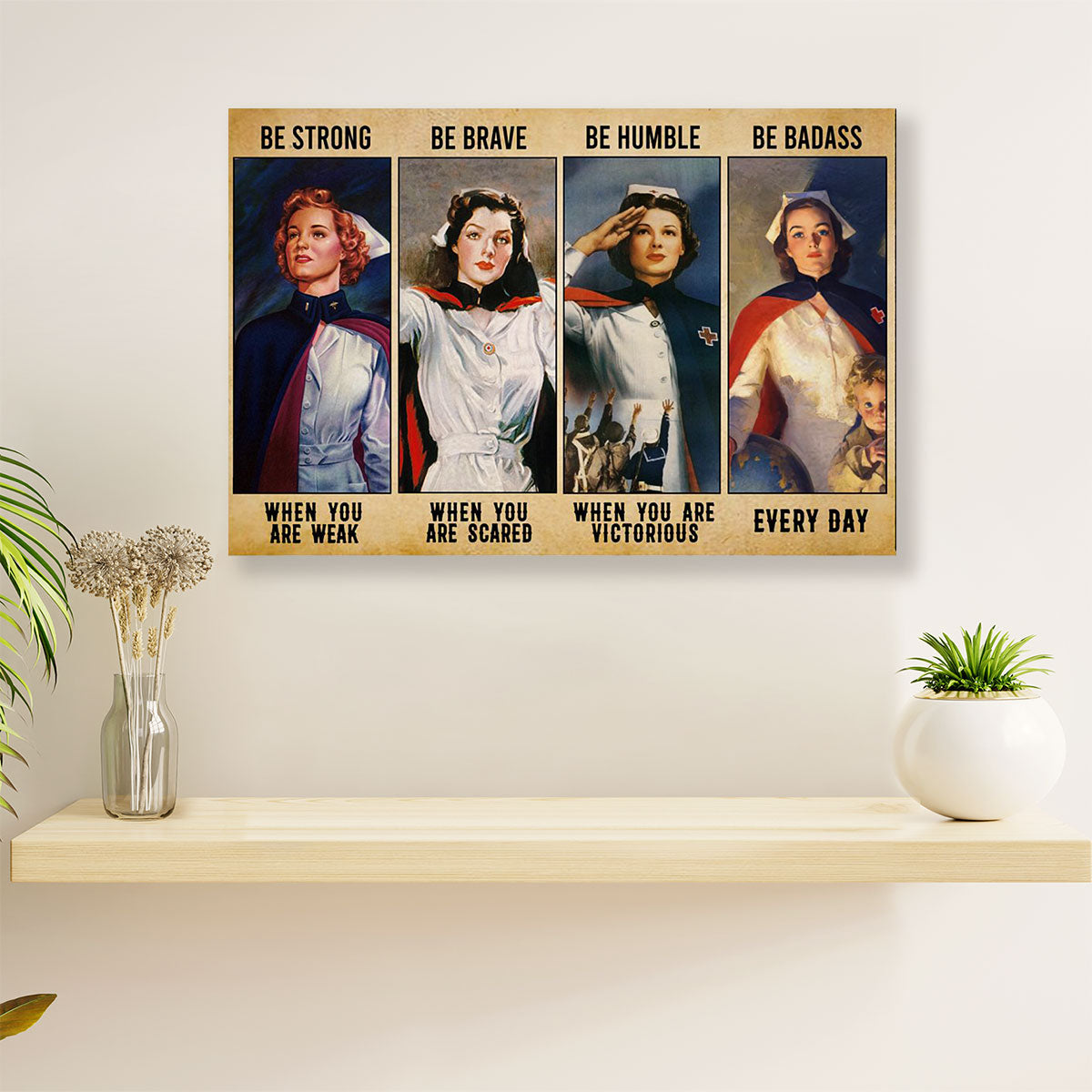 US Army Military Canvas Wall Art Prints | Woman Sailor Be Strong | American Independence Day Gift for Soldiers