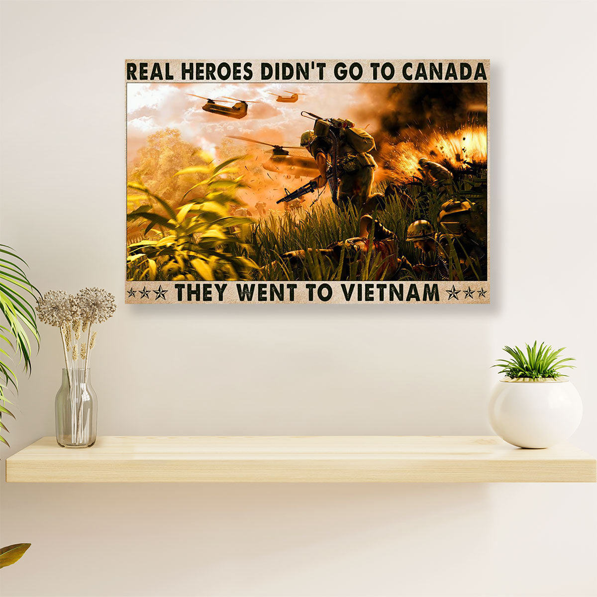 US Army Military Veteran Poster Wall Art | Real Heroes | American Independence Day Gift for Soldiers