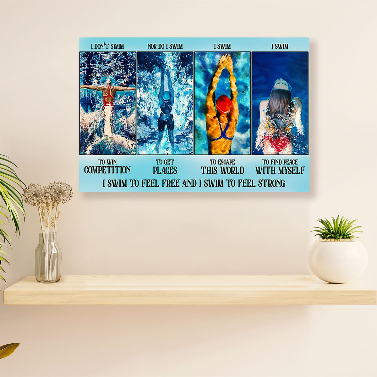 Swimming Poster Room Wall Art | Find Peace | Gift for Swimmer
