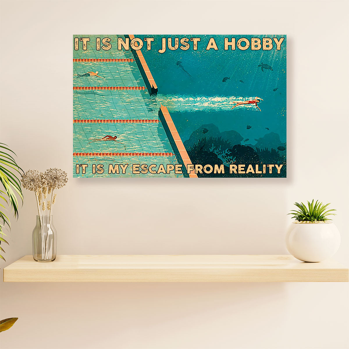 Swimming Poster Room Wall Art | My Escape From Reality | Gift for Swimmer