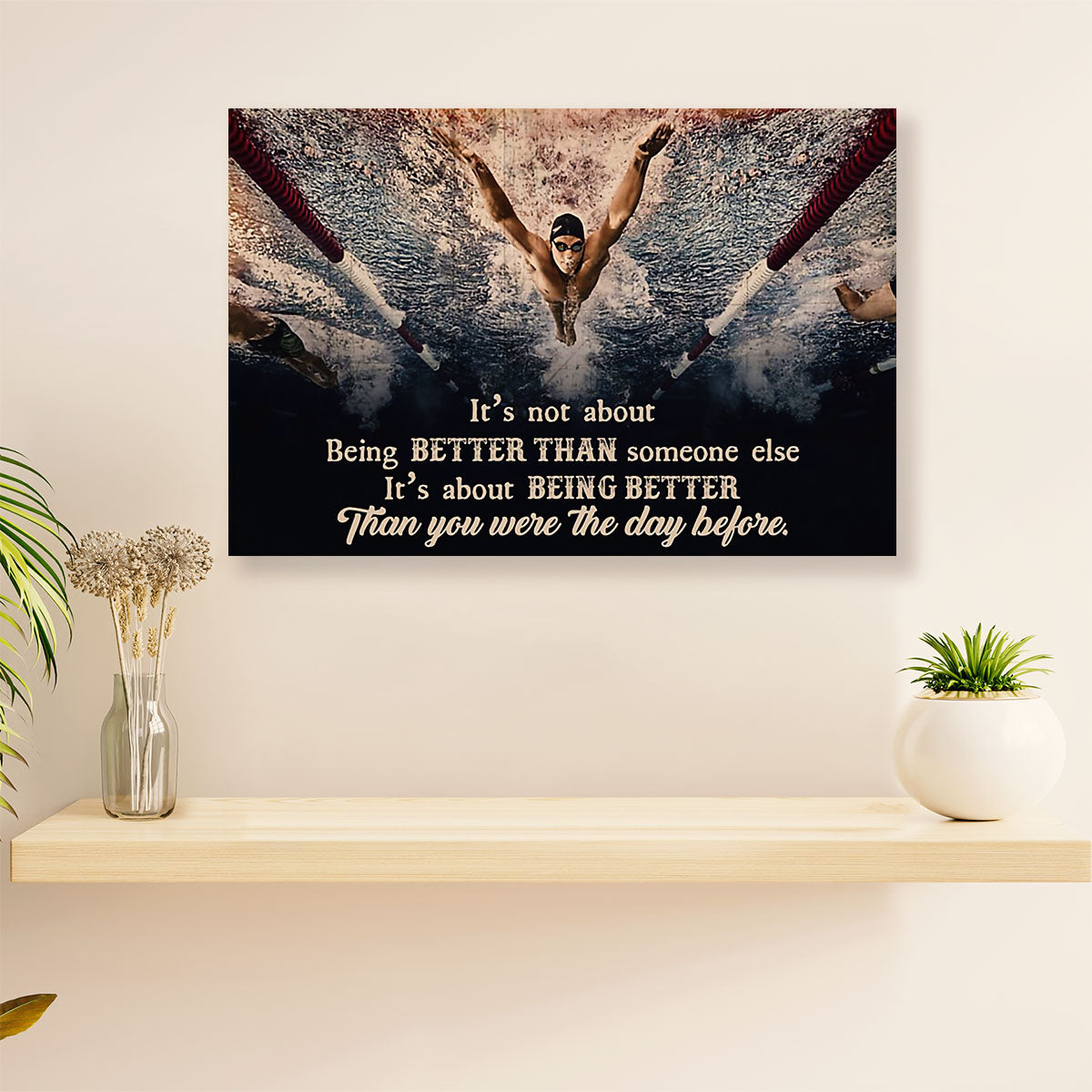 Swimming Poster Room Wall Art | Better than Yesterday | Gift for Swimmer