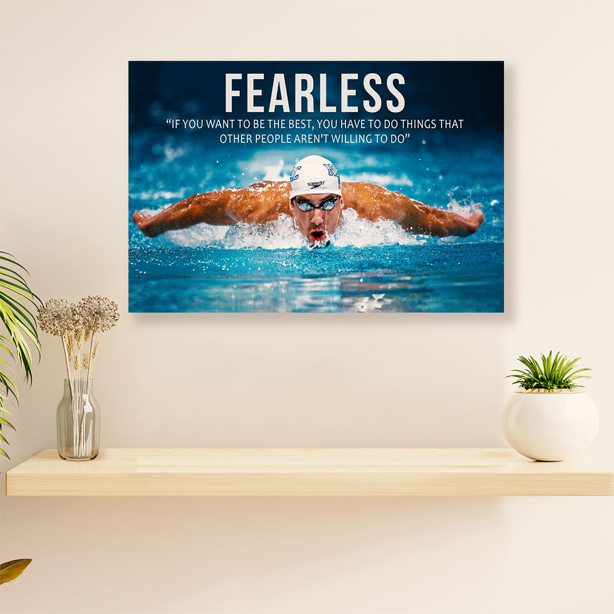 Swimming Poster Room Wall Art | Fearless | Gift for Swimmer