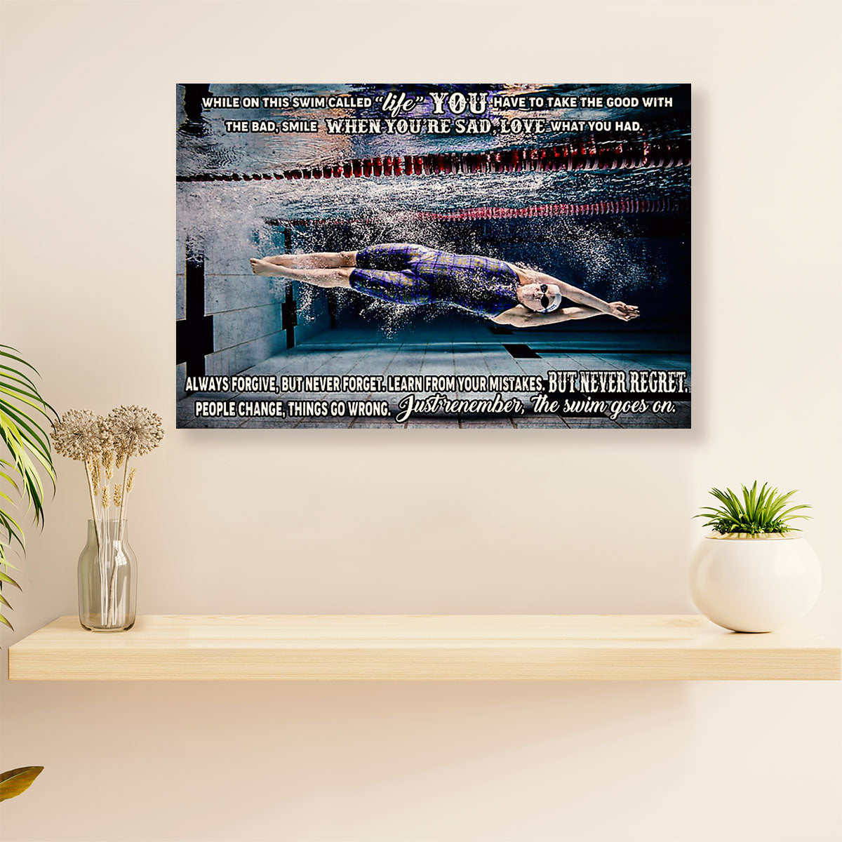 Swimming Poster Room Wall Art | Never Regret | Gift for Swimmer