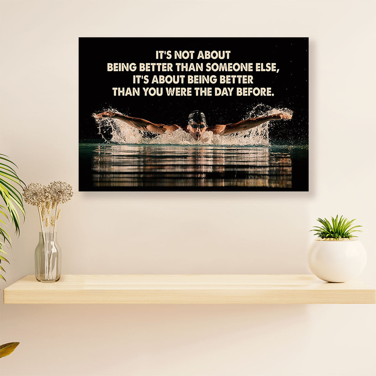 Swimming Poster Room Wall Art | Motivational Quote | Gift for Swimmer